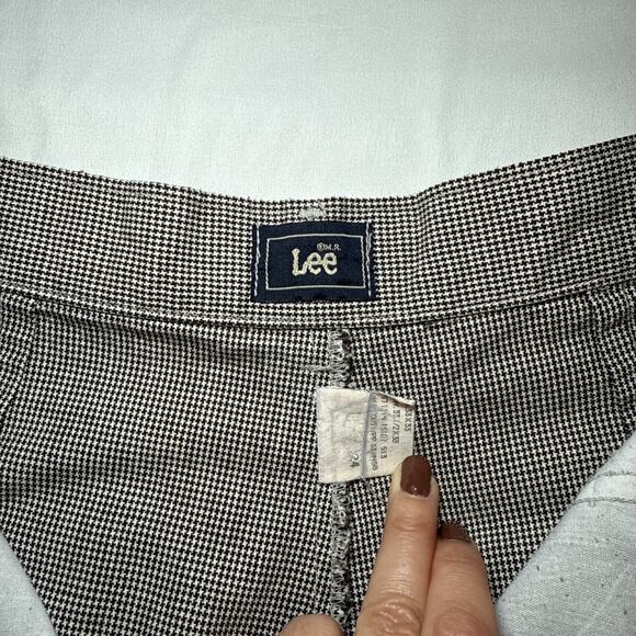 Vintage 80s Womens Lee Black White Houndstooth Checkered Pants 16L Tapered Fit - Picture 4 of 12